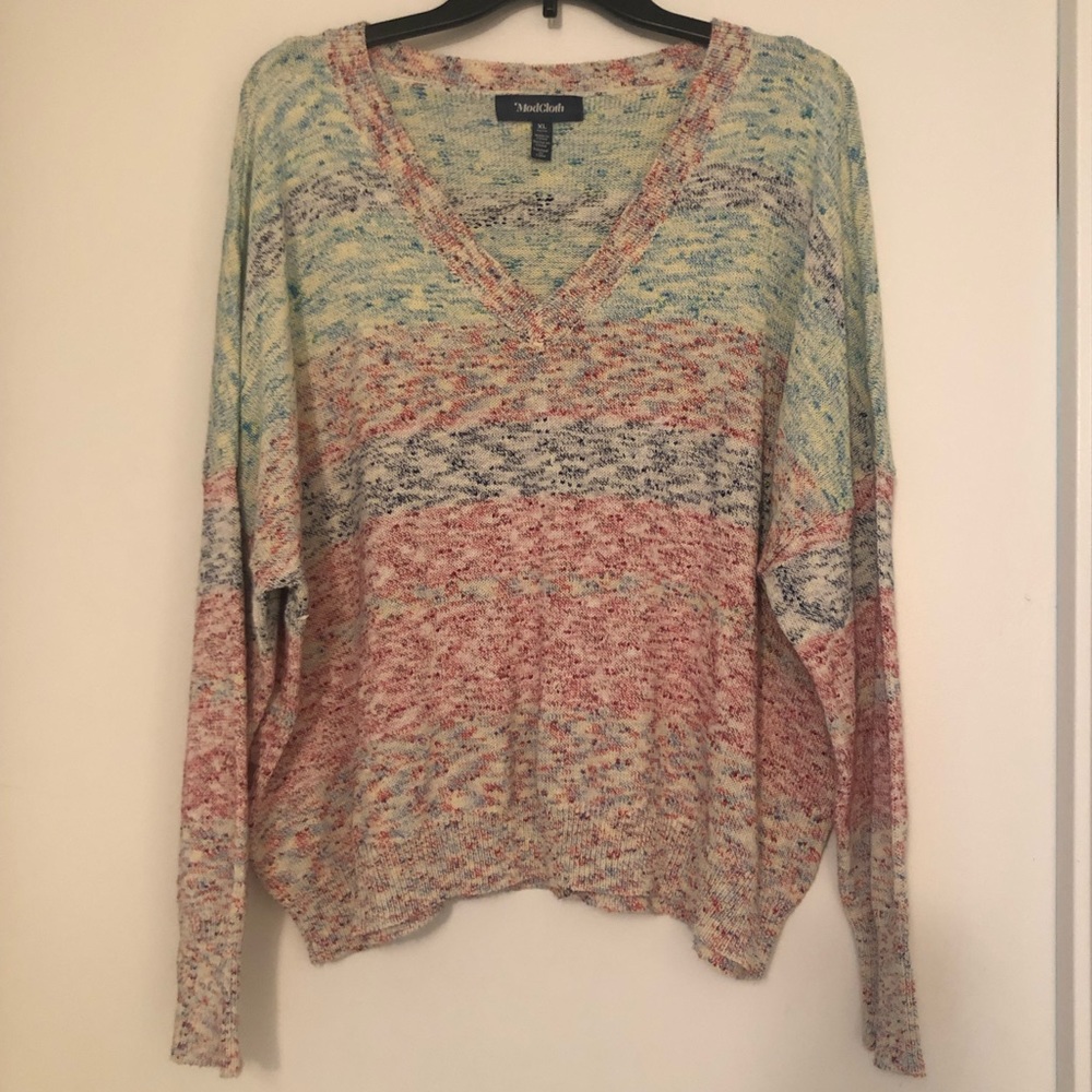 ModCloth v neck multicolor sweater
